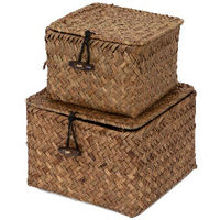 Lot de 2 boites de rangement rectangulaires marron "Trésors"