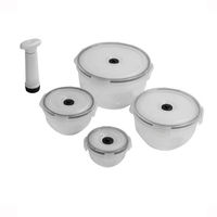 Lot de 4 boites alimentaires rondes sous-vide + pompe "Aspifresh"