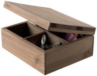 Boite de rangement carrée 4 compartiments à couvercle en bois "Vintage"