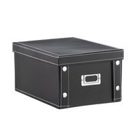 Boite de rangement rectangulaire aspect cuir marron L