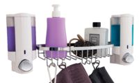 Tablette murale avec double distributeur de savon blanc