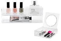Lot de 2 rangements maquillage avec miroir transparent "Scarlett"