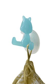 Crochet à ventouse bleu turquoise "Chat"