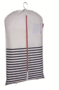 Housse courte pour vêtements bleue et blanche "Marinière"