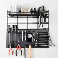 Kit de rangements muraux pour outils noirs sur grille "Walltech"