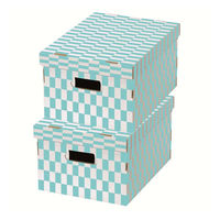 Lot de 2 boites de rangement rectangulaires bleu turquoise "Check"