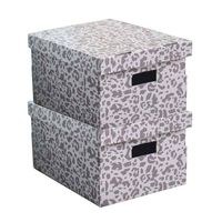 Lot de 2 boites de rangement rectangulaires grises "Léo"