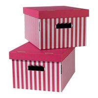 Lot de 2 boites de rangement rectangulaires roses "Shirt"