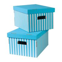 Lot de 2 boites de rangement rectangulaires bleu turquoise "Shirt"