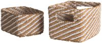 Lot de 2 paniers de rangement beiges et blancs "Lisou"