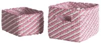 Lot de 2 paniers de rangement roses et blancs "Lisou"