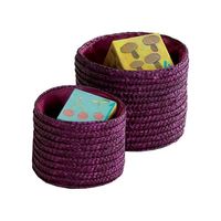 Lot de 2 paniers de rangement ronds rose fuchsia "Jaipur"