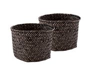 Lot de 2 paniers de rangement ronds bruns "Mika"