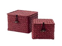 Lot de 2 boites de rangement rectangulaires rouges "Trésors"