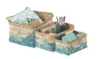 Lot de 3 paniers de rangement bleus "Nouméa"