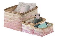 Lot de 3 paniers de rangement roses "Nouméa"