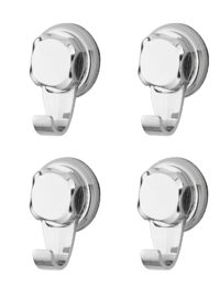Lot de 4 petits crochets à ventouse argent "Bestlock"