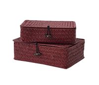 Lot de 2 boites de rangement carrées rouges "Macao"