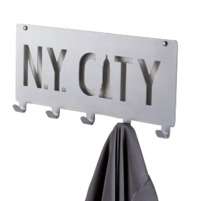 Lot de 2 patères murales grises 5 crochets "N.Y. City"
