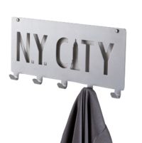 Patère murale grise 5 crochets "N.Y. City"