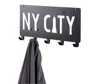 Lot de 2 patères murales noires 5 crochets "N.Y. City"