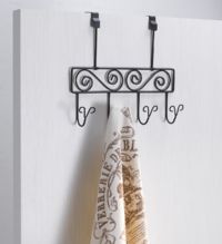 Patère de porte noire 4 crochets "Spires"