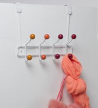 Patère de porte blanche 8 crochets tons rouges "Lota"