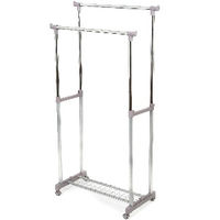 Portant double gris à roulettes hauteur réglable avec étagère "Alex"