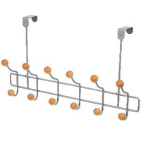 Patère de porte métal 12 crochets bois "Billy"