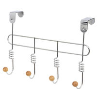 Patère de porte métal 4 crochets bois "Spirale"