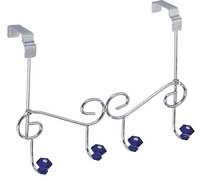 Patère de porte métal 4 crochets bleus "Beta"