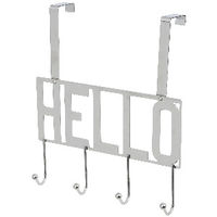 Patère de porte métal 4 crochets "Hello"