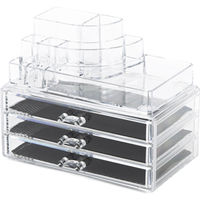 Coffret de rangement maquillage et bijoux 3 tiroirs transparent
