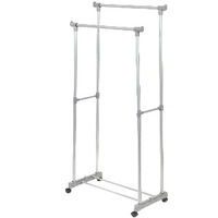 Portant double gris à roulettes avec étagère "Firmin"