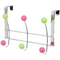 Patère de porte métal 6 crochets roses et verts "Candies"