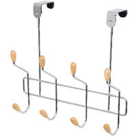 Patère de porte métal 8 crochets bois "Drop"