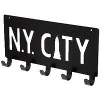 Patère murale noire 5 crochets "N.Y. City"