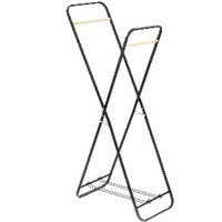 Portant double noir en métal avec barres en bois "Sven"