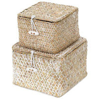 Lot de 2 boites de rangement rectangulaires beiges "Trésors"