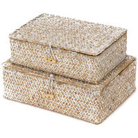 Lot de 2 boites de rangement carrées beiges "Macao"