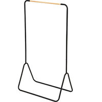 Portant noir en métal arrondi avec barre en bois "Elias"