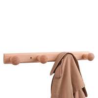 Lot de 2 patères murales en bois naturel brut 4 crochets