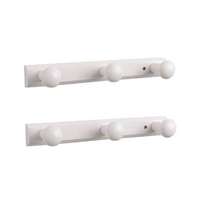 Lot de 2 patères murales en bois blanc 3 crochets