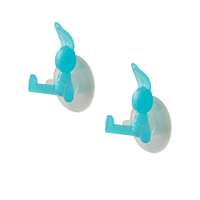 Lot de 2 crochets à ventouse bleu turquoise "Lapin"