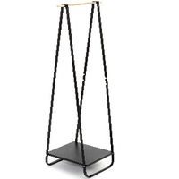 Portant noir avec étagère en métal et barre en bois "Nora"