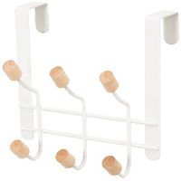 Patère de porte blanche 6 crochets bois "Helsinki"