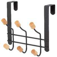 Patère de porte noire 6 crochets bois "Helsinki"