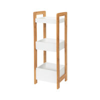 Étagère en bambou avec 3 tablettes blanches