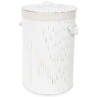 Panier à linge rond blanc "Bambou"