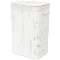 Panier à linge rectangulaire blanc "Bambou"